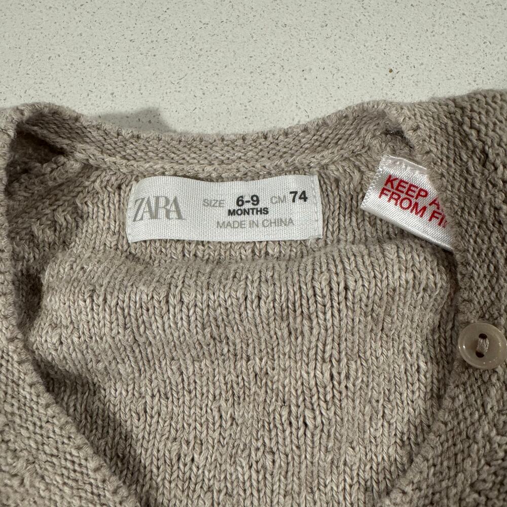 Zara Baby Girl 6-9M Button Up Beige Cardigan - Picture 4 of 5